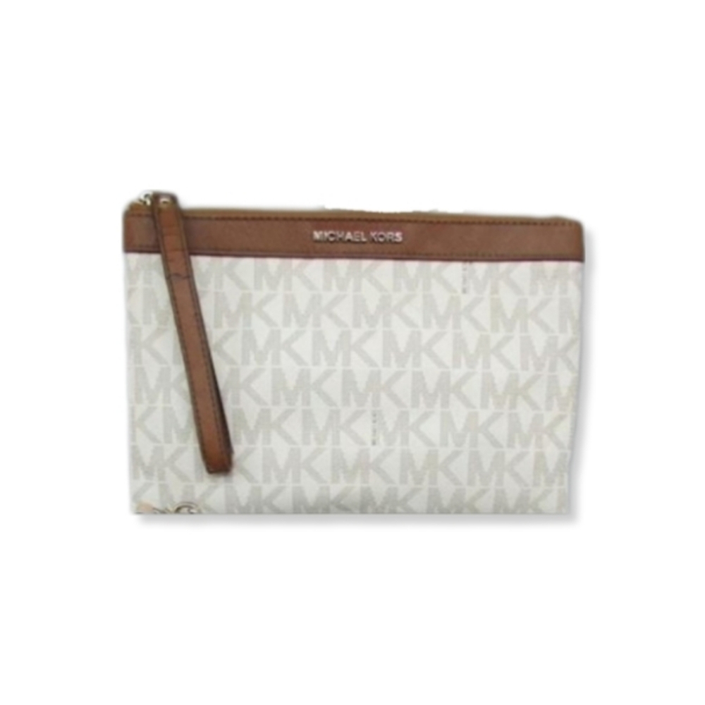 Vintage Michael Kors signature monogram logo leather white wristlet - Picture 2 of 16